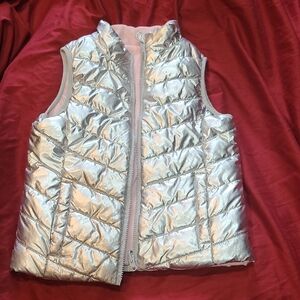 Kids Reversible Silver/Pink Puffer Vest